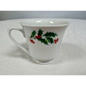 Alco Industries Christmas Green Holly and Berries Porcelain Coffee/Tea cup